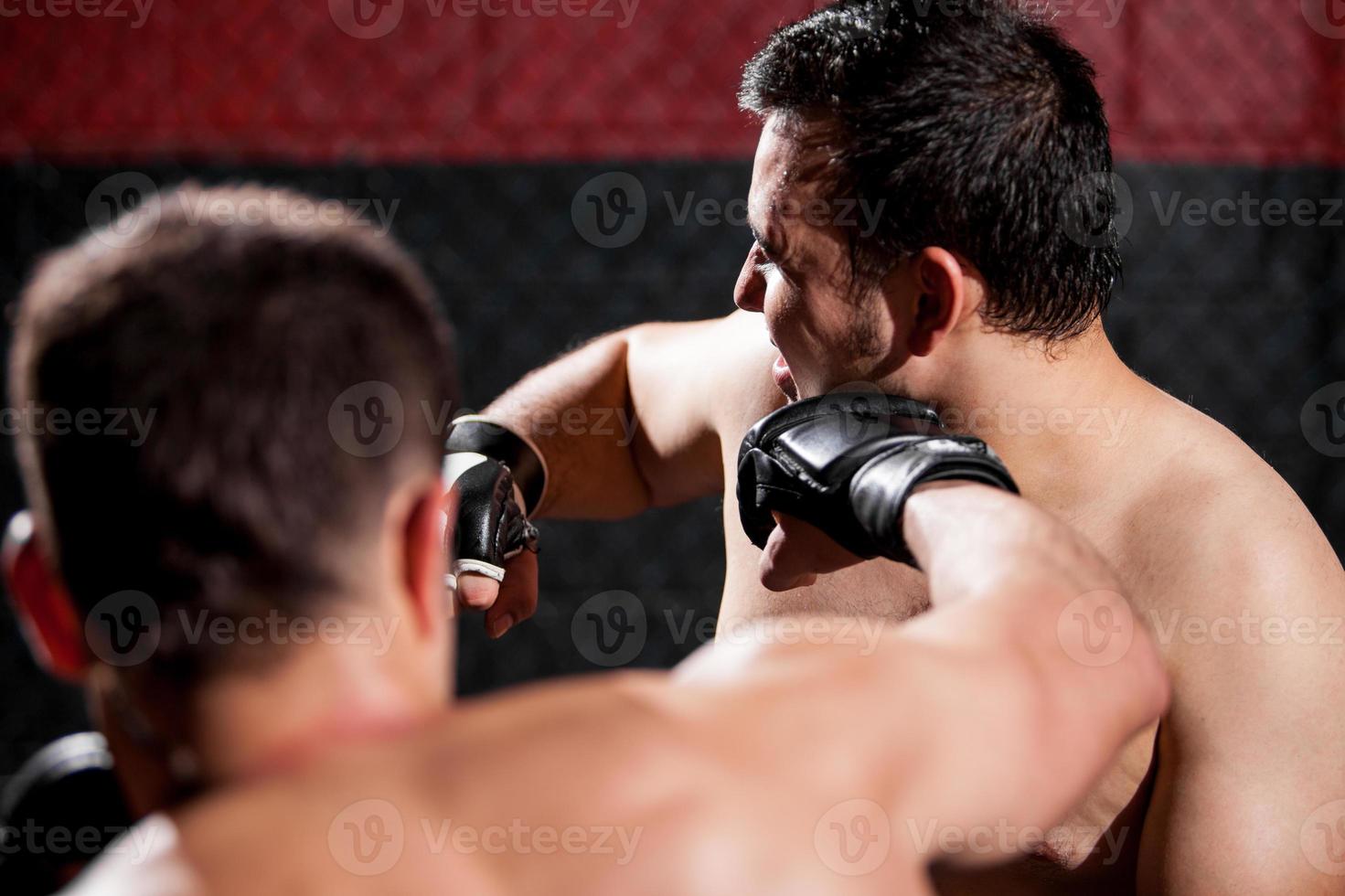 Punching an opponent during a fight photo