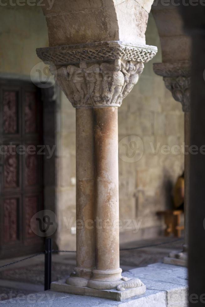 Medieval column of the cloister of Santo Domingo de Silos photo