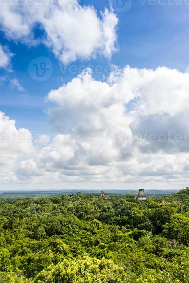 Panoramic View of rainforest and Mayan Ruins. Tikal, Guatemala. photo