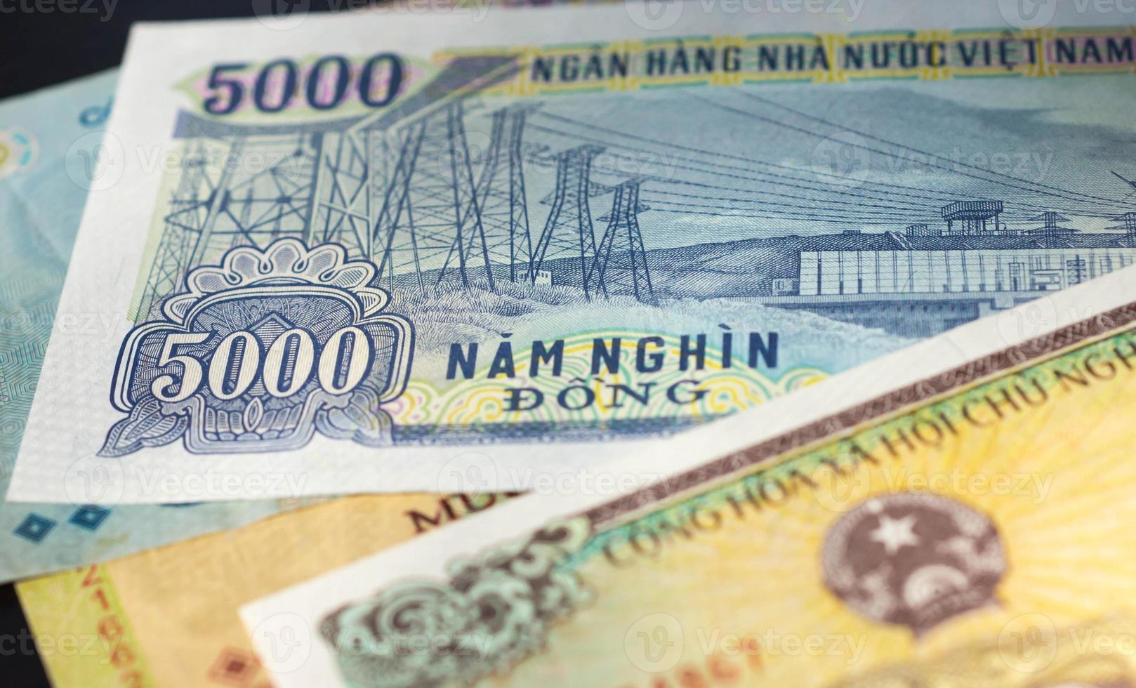 Banknote in five thousand Vietnamese dong close up photo
