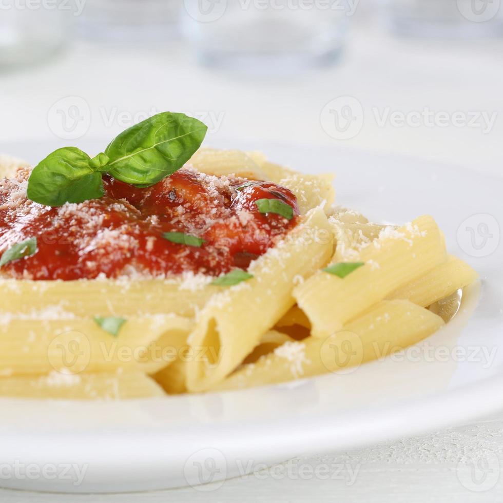 Penne pasta with Napoli tomato sauce noodles meal photo