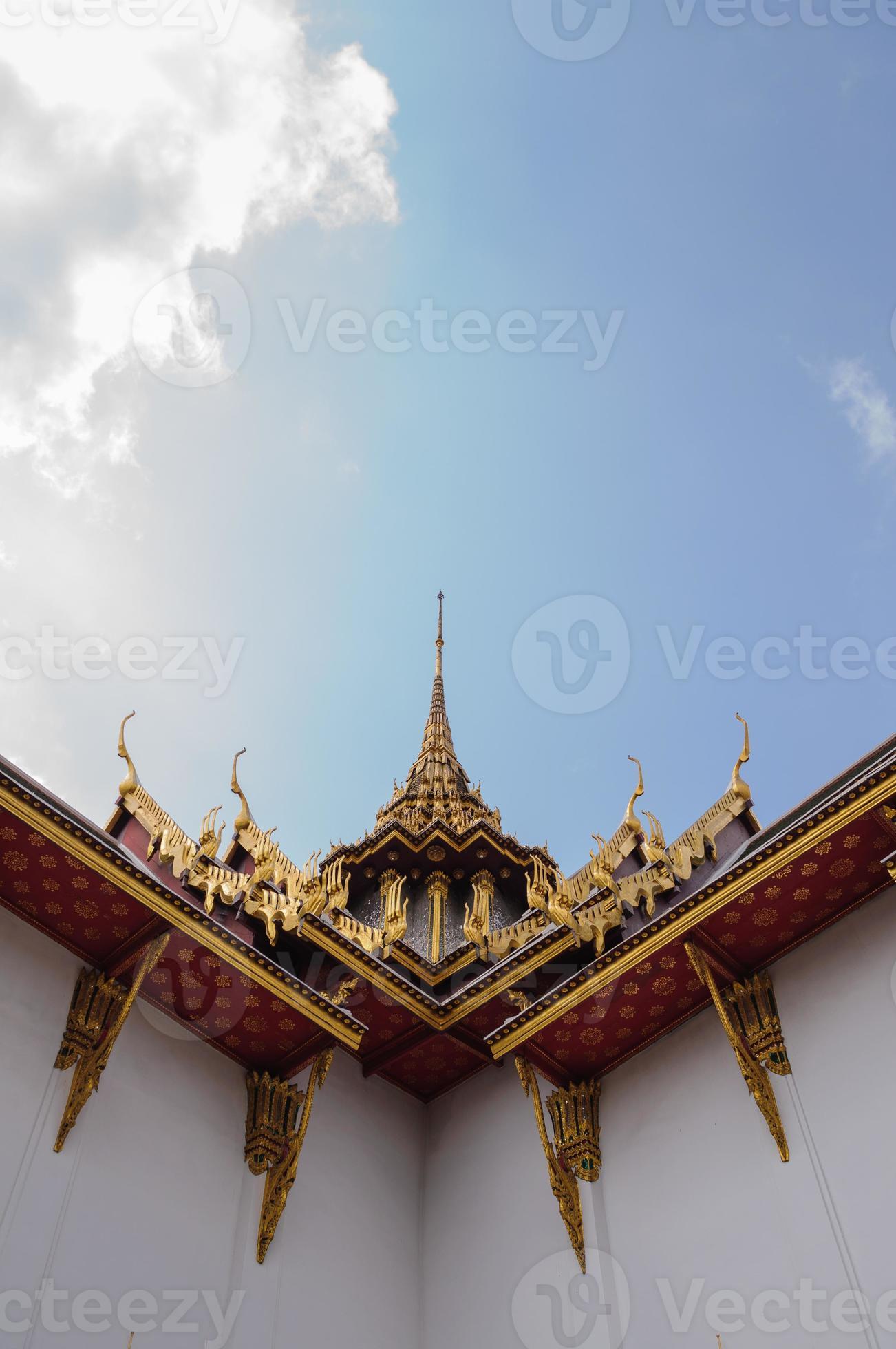 Temple roof at Wat Phra Kaew, Bangkok, Thailand photo