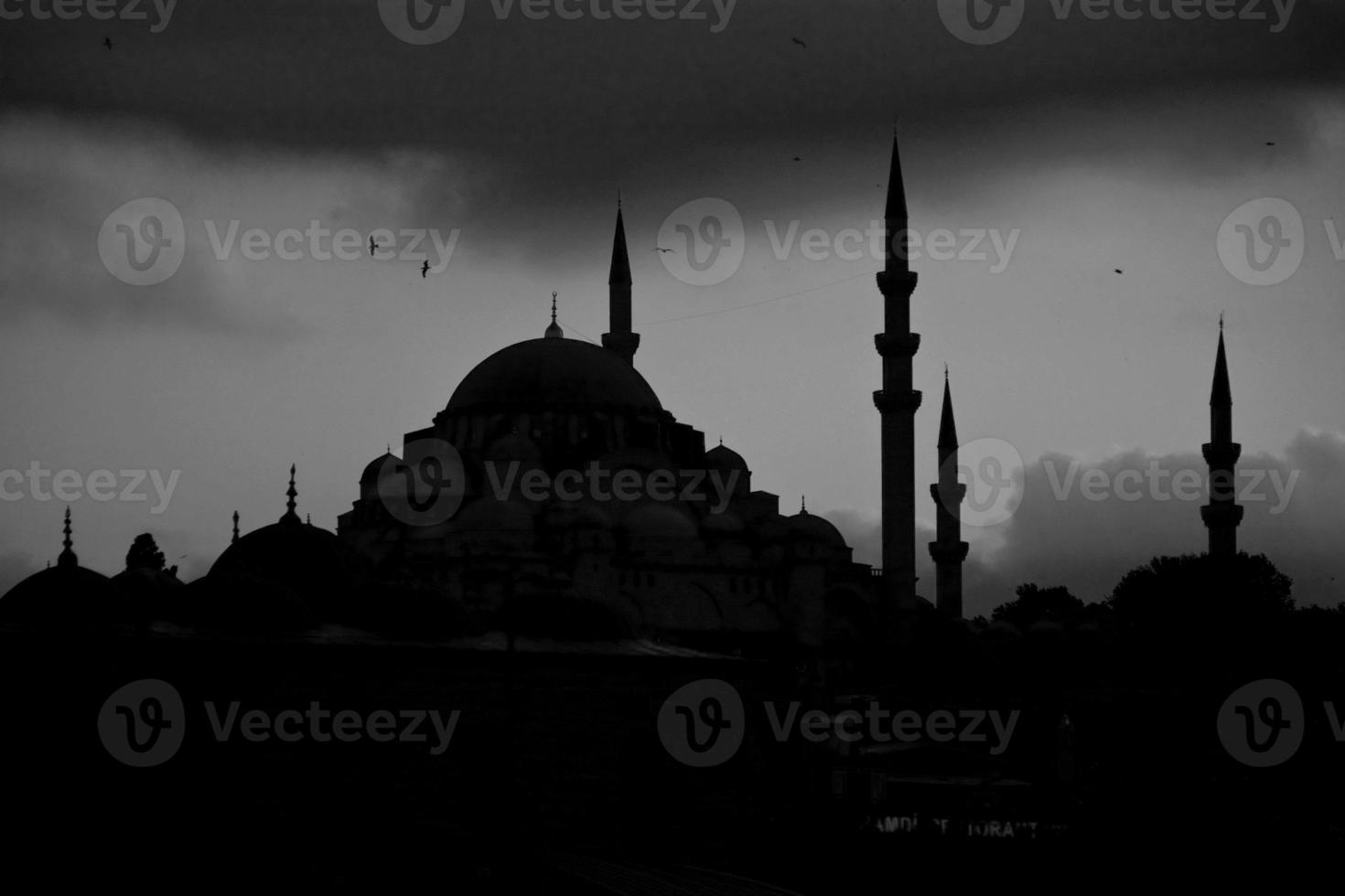 Silhouette of mosques in Istanbul skyline photo