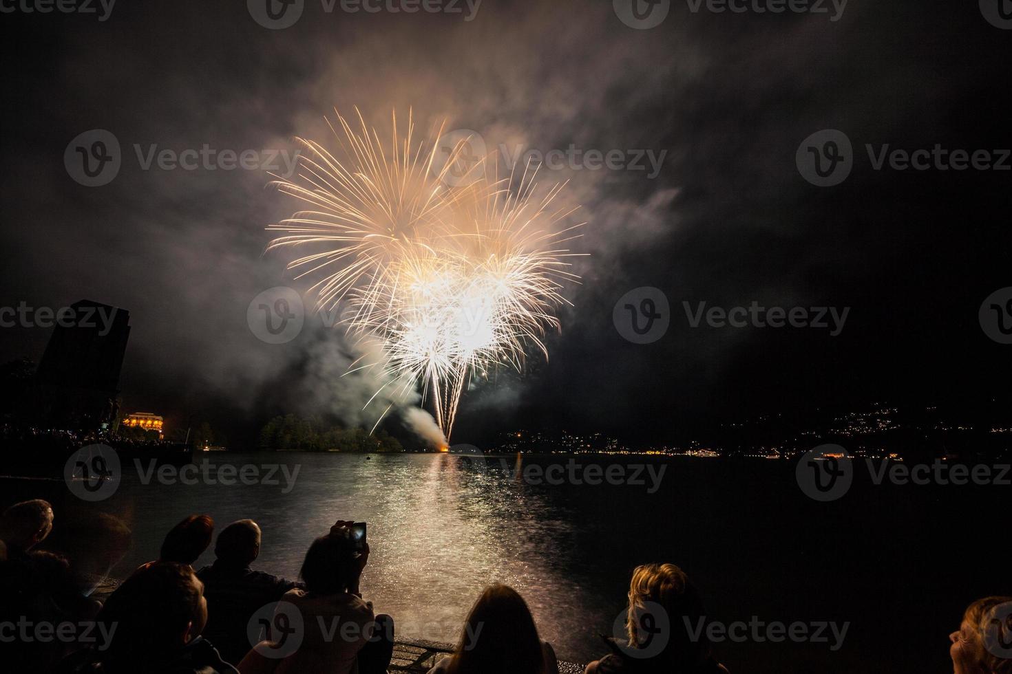 Fuochi d'artificio sul lungolago, Verbania, Lago Maggiore, Piemonte, Italia photo