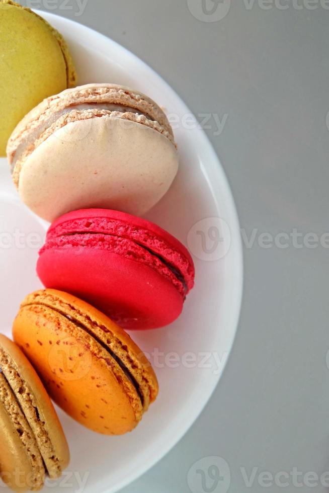 Colorful Macarons in the dish photo