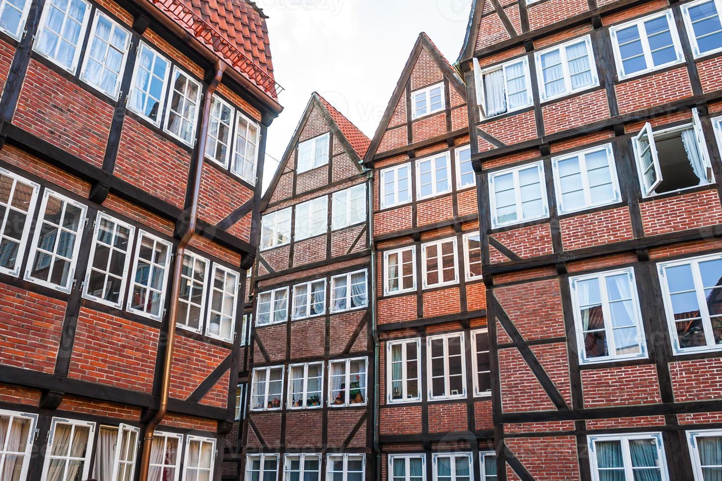 Brick-lined red houses at the historical center of Hamburg photo