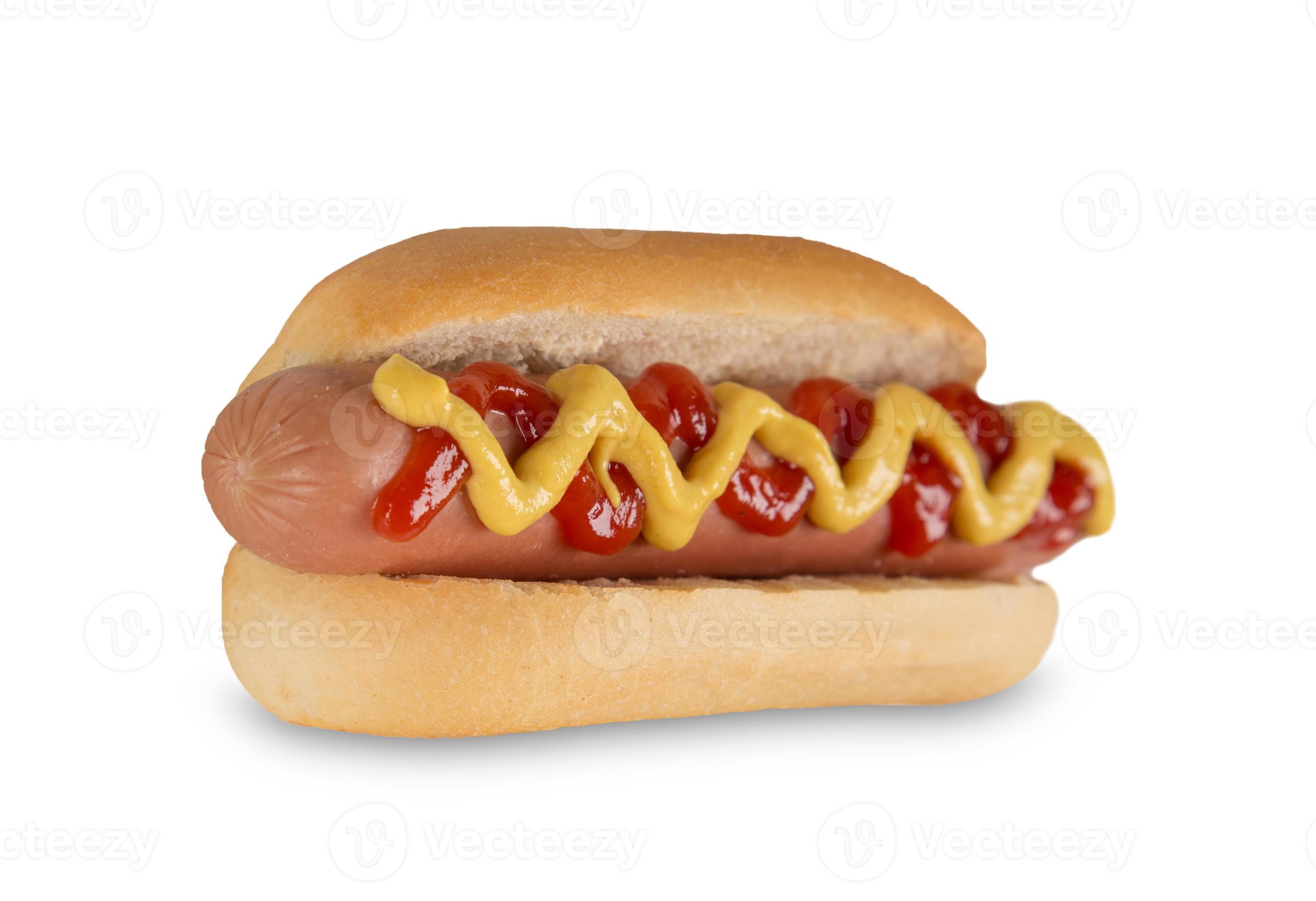 Hot dog with mustard and ketchup. 804702 Stock Photo at Vecteezy