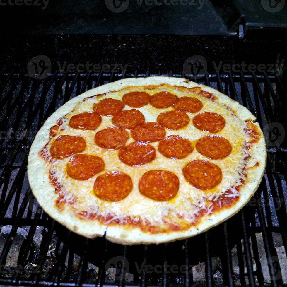 BBQ Grilled Pepperoni Pizza Night photo