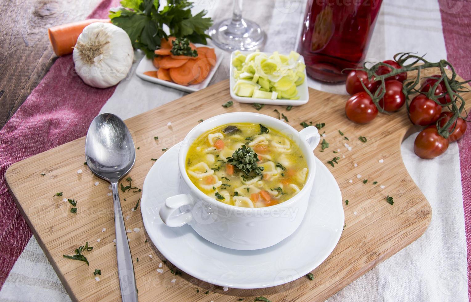 Portion of fresh made Soup photo