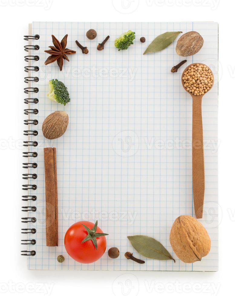 food ingredients and recipe book photo