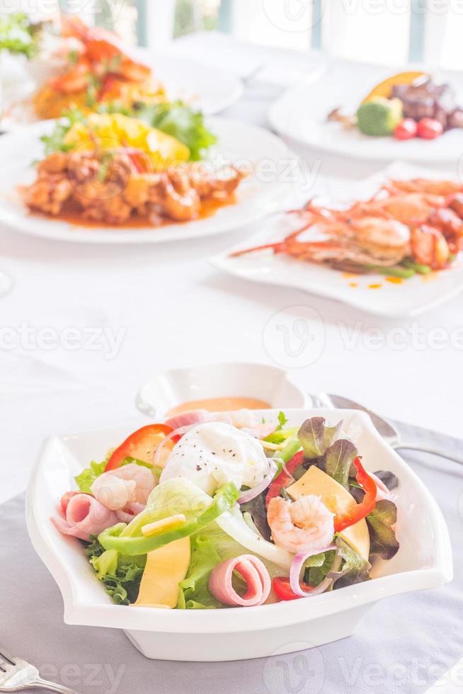 Shrimp, cheese, ham salad photo