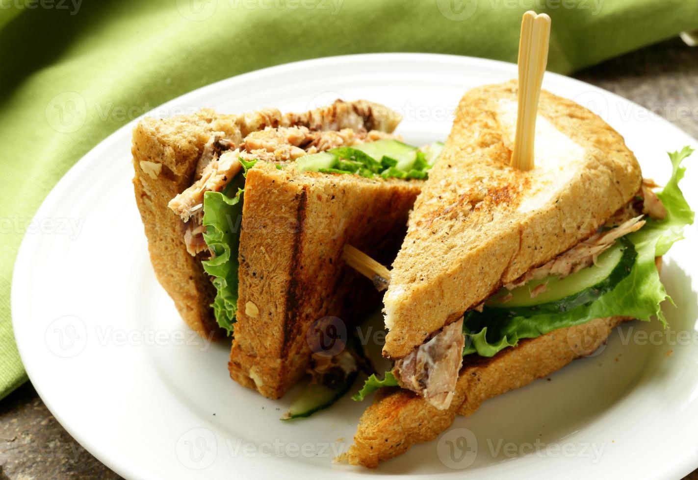 sandwich de atún con pepino y lechuga foto