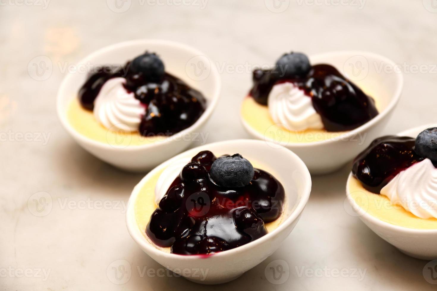 blueberry cheese cake in a small cup photo