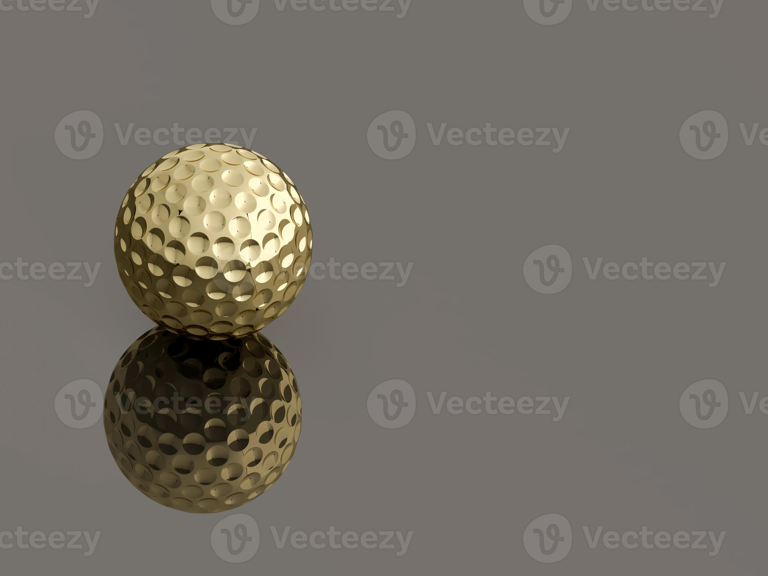 Golden Golf ball on reflective gray background 823504 Stock Photo at