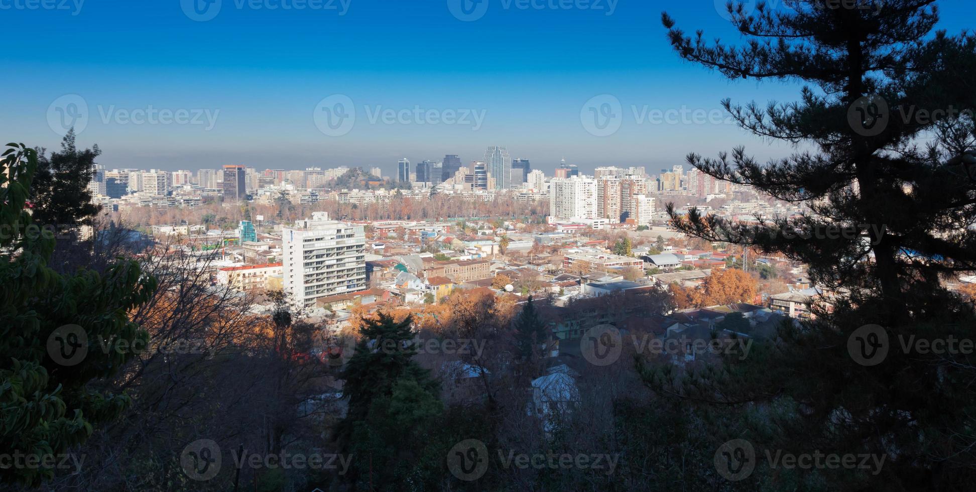 City viewed from San Cristobal hill, Santiago, Chile photo