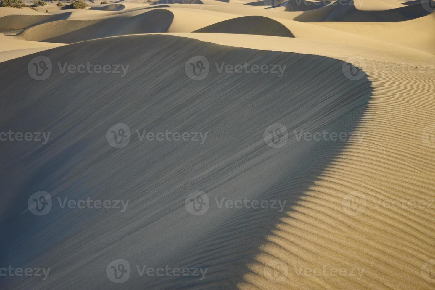 dunas arenosas y onduladas en un desierto de gran canaria foto