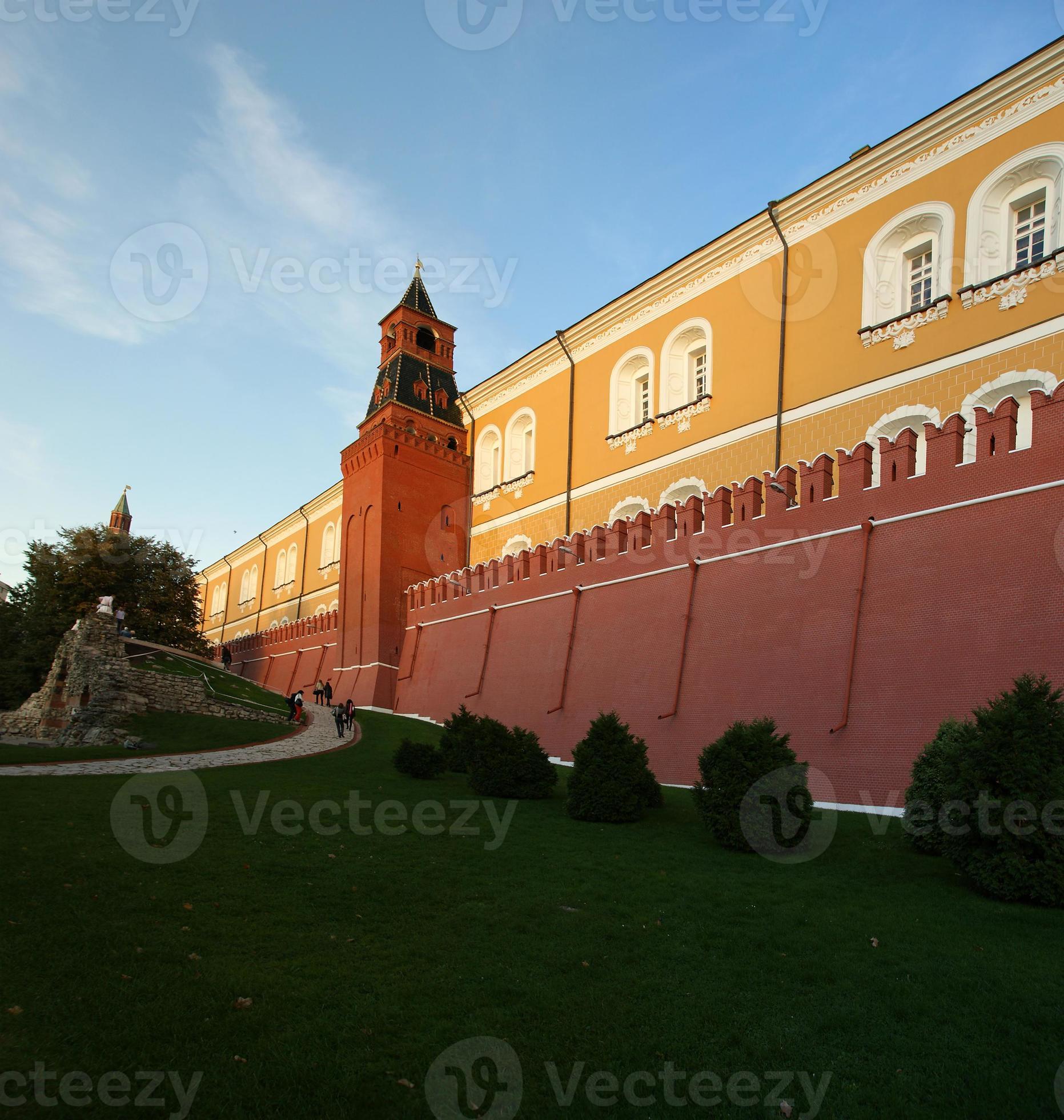 Detail Of The Kremlin Wall And Towers Moscow Russia Stock Photo