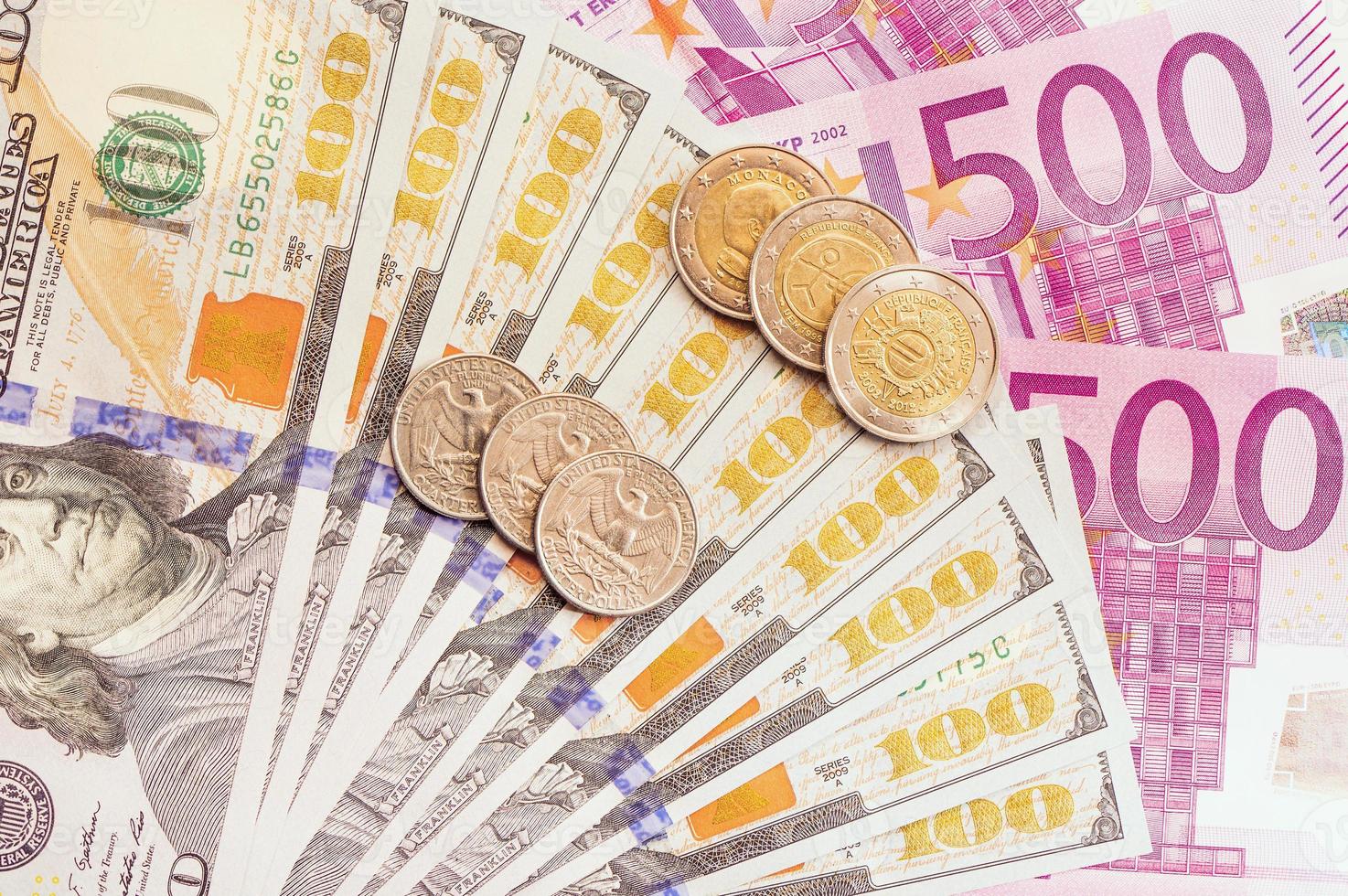 European and american money. photo