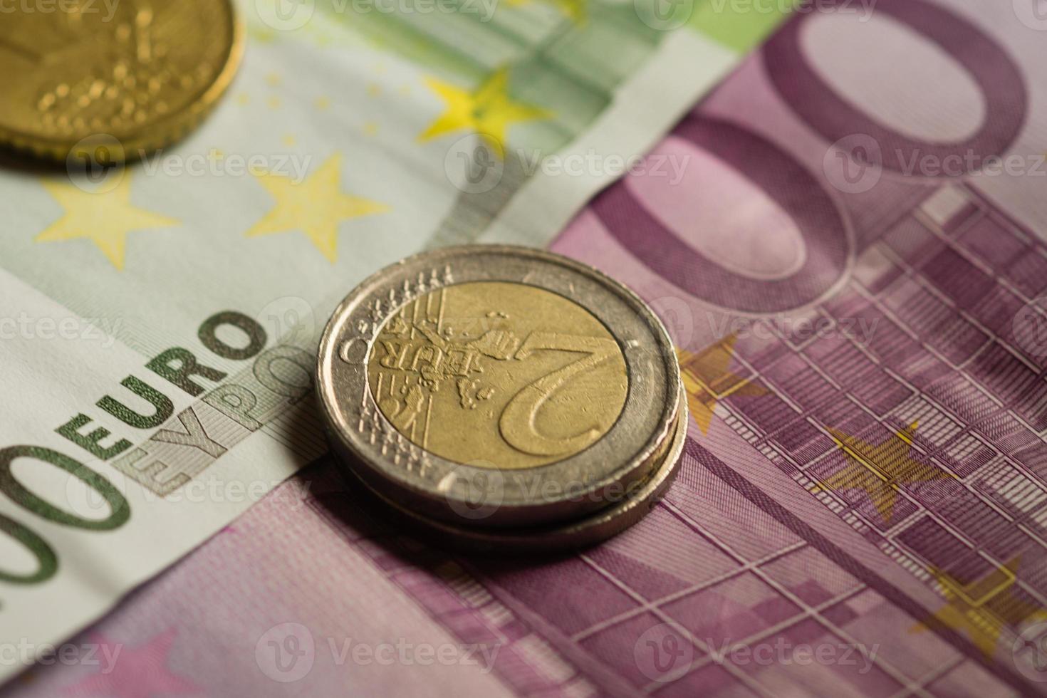 Euro coins and banknotes money. photo