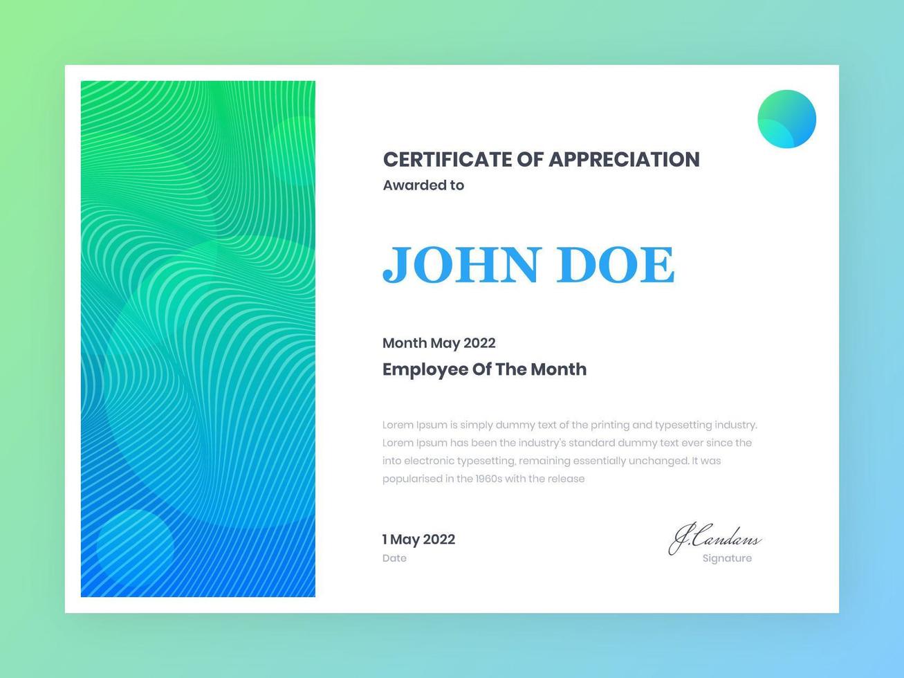 Modern Certificate Of Appreciation Template vector