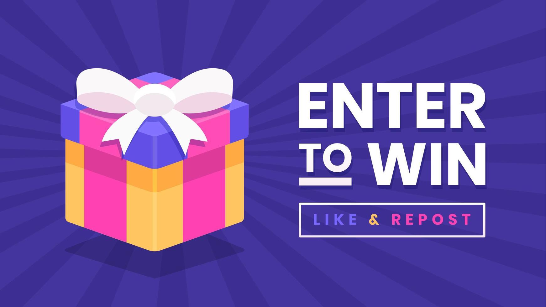 Enter To Win Gift Box Banner Vector