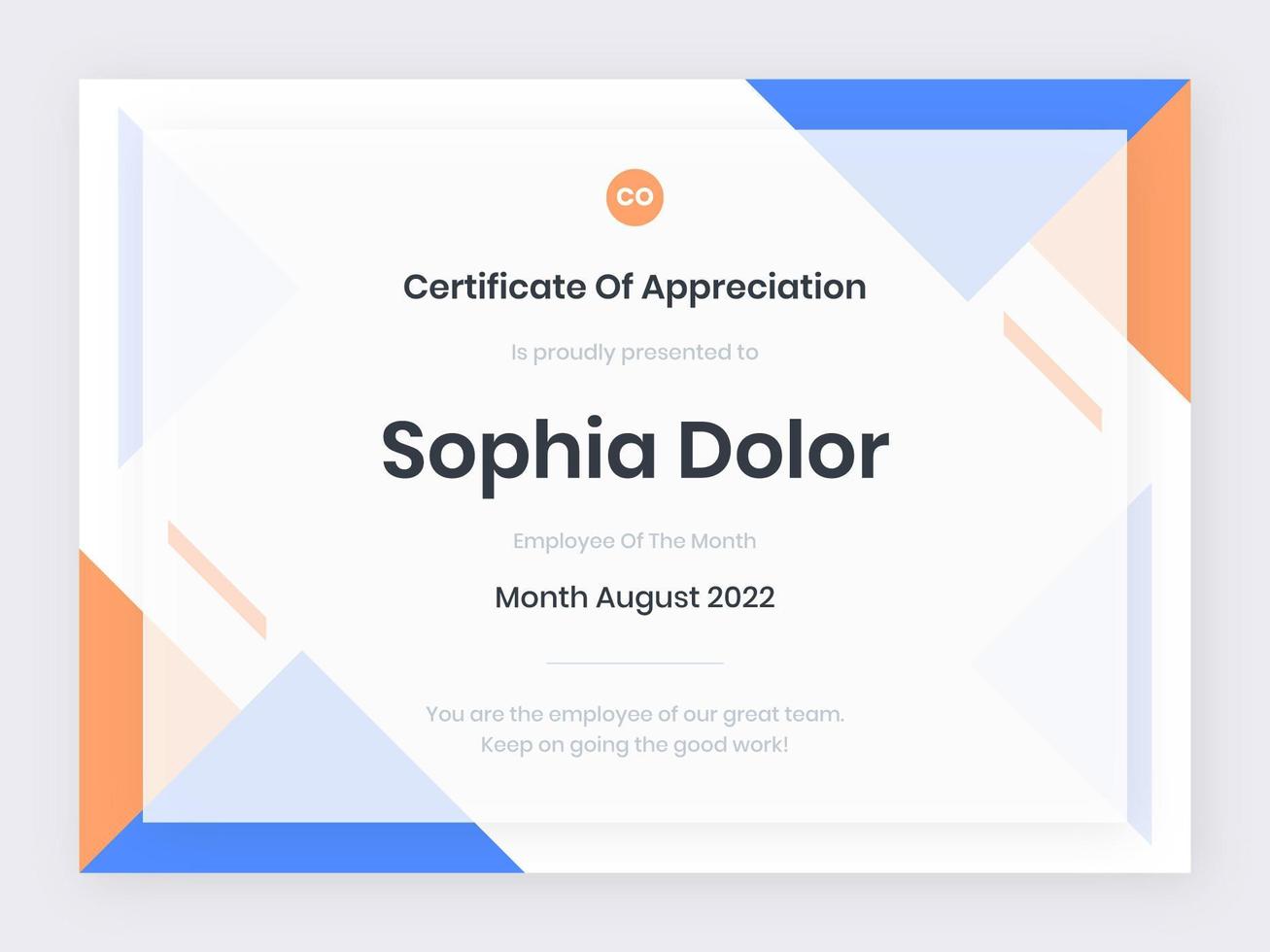 Modern Blue and Orange Certificate Template vector