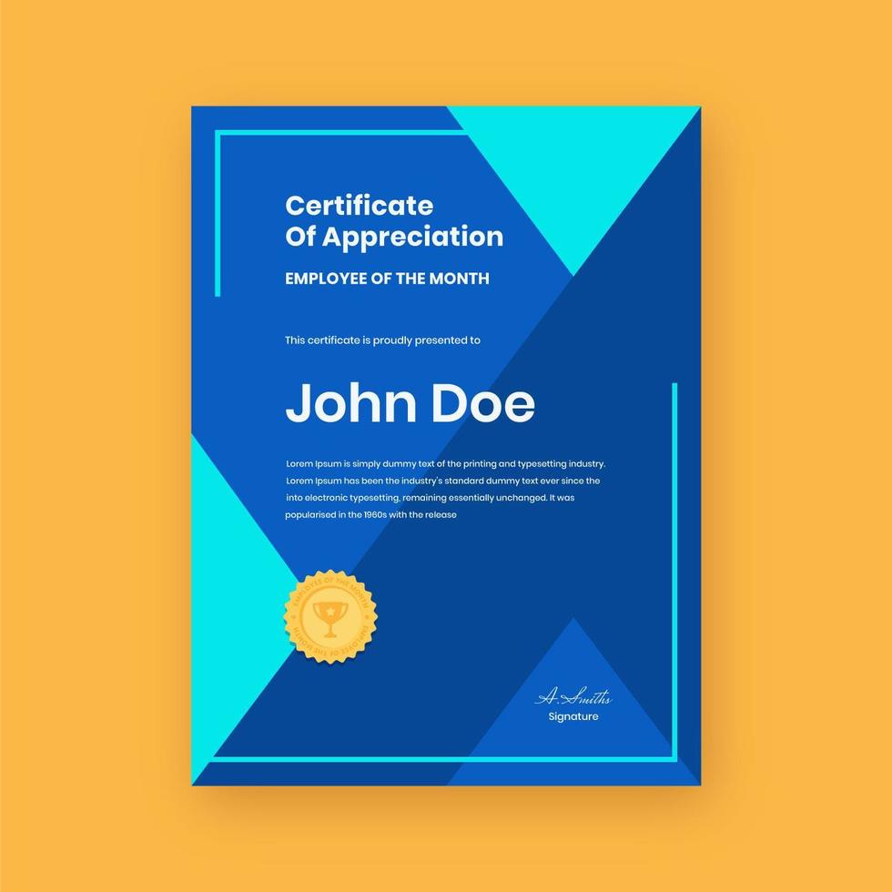 Geometric Employee Of The Month Certificate vector