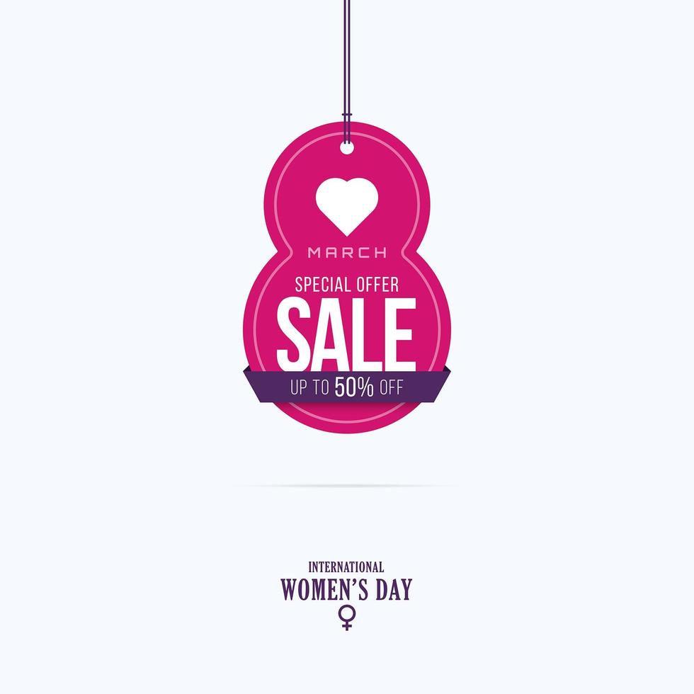 March 8th Women's Day Sale Hanging Label Banner vector