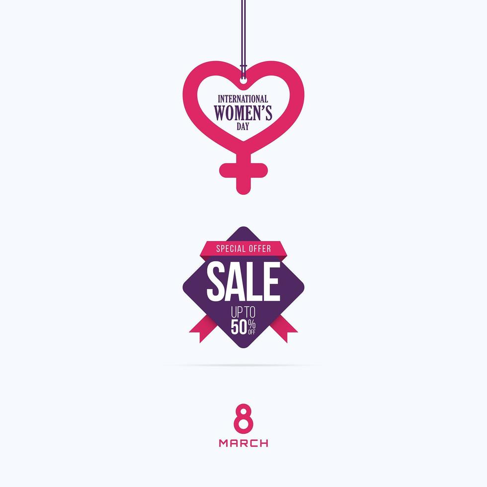 Women's Day sale hanging labels March 8th banner design vector