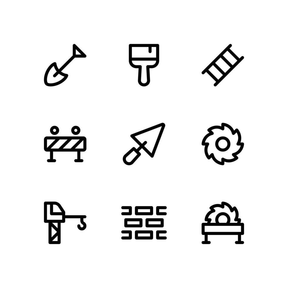 iconos de línea de construcción vector