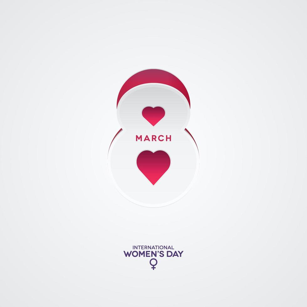 March 8th Paper Cut Icon with Heart Shapes Poster vector