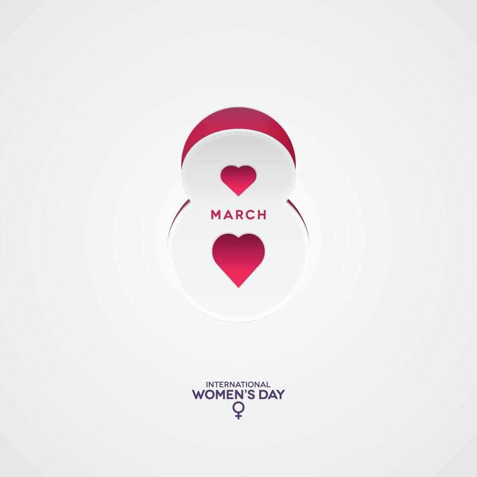 March 8th Paper Cut Icon with Heart Shapes Poster vector