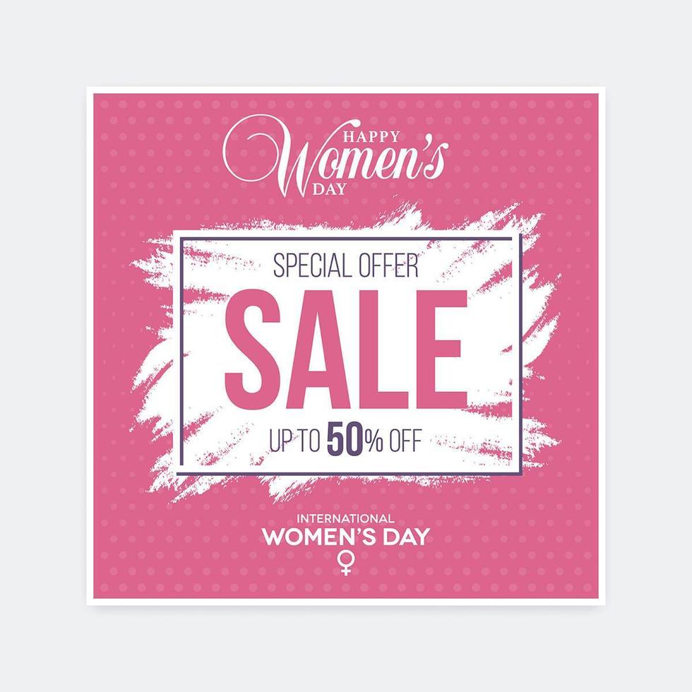 descuento de venta de día internacional de la mujer cartel de semitono cepillado vector