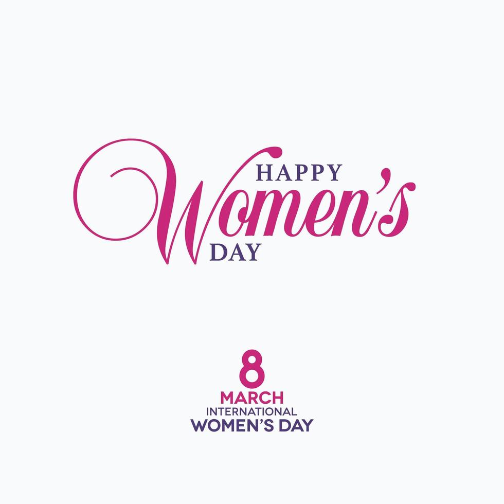 March 8th Happy Women's Day Calligraphic Lettering Design vector