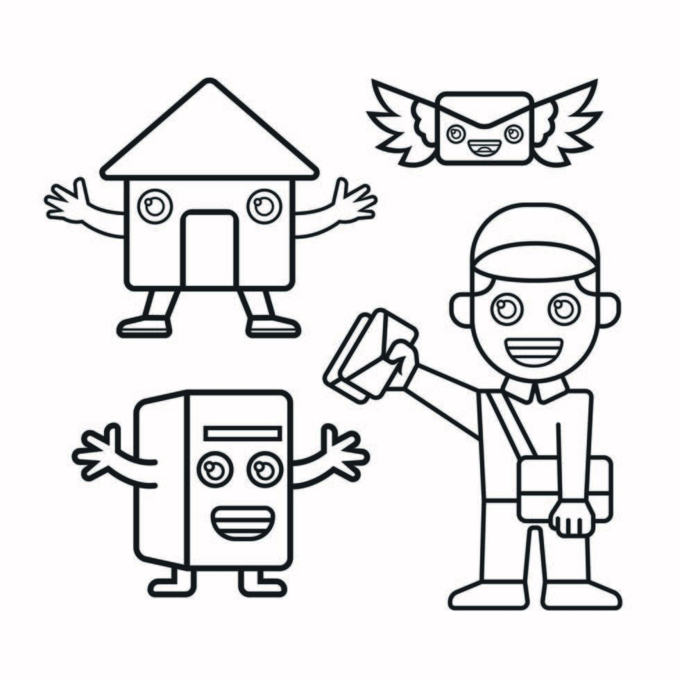 Mailman, Mailbox, Post Office, Mail With Wings vector