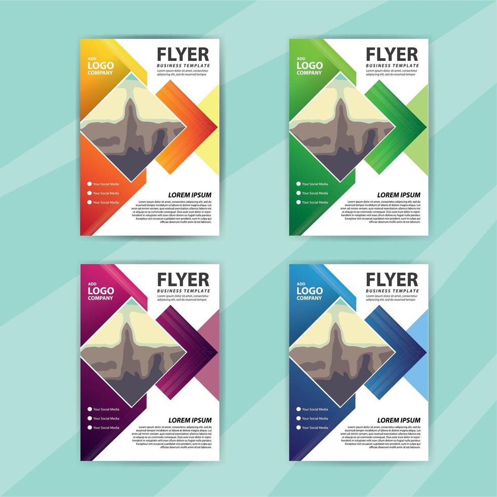 Business Flyer Template Set with Colorful Diamond Design vector