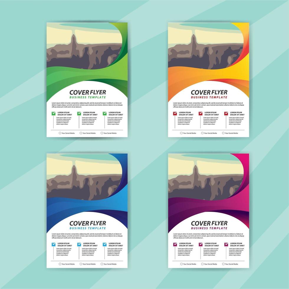 Business Flyer Template Set with Swirl Design vector