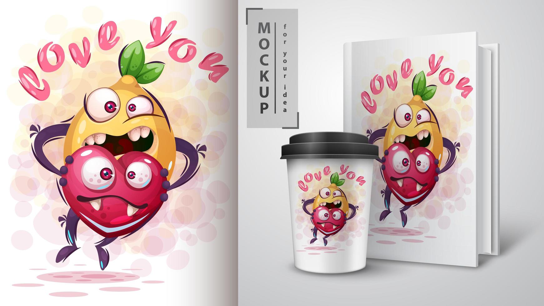 Lemon Holding Heart Love You Poster 829914 Vector Art at Vecteezy