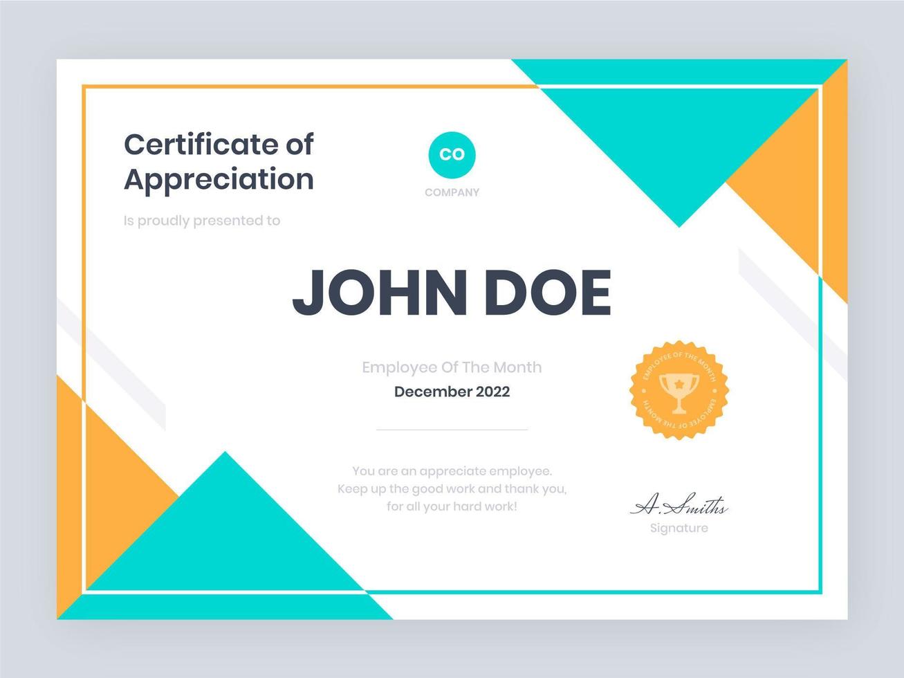 Trendy Certificate Of Appreciation Template vector