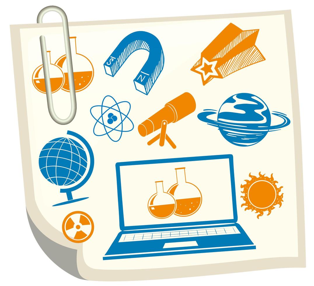 Science symbols on white paper vector