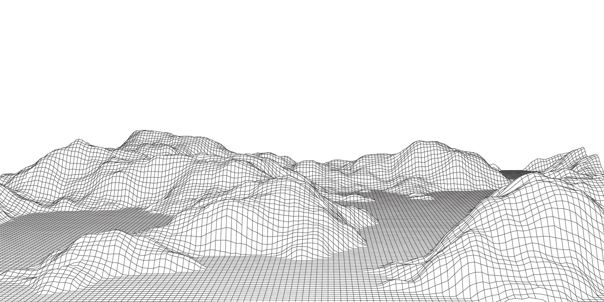 Wireframe Terrain in Black and White vector