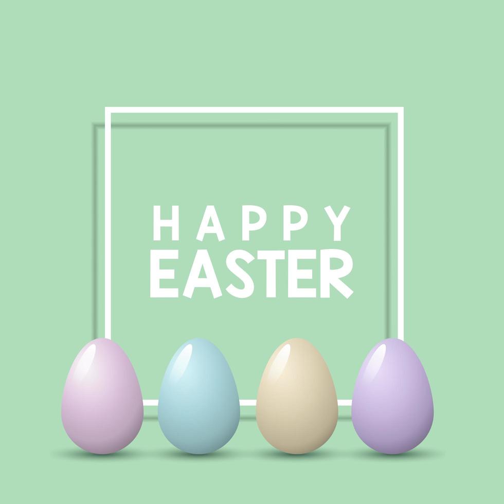 Easter Background with Pastel Eggs on White Frame vector