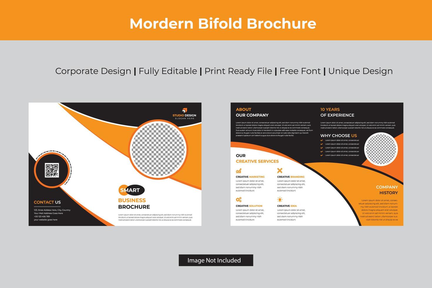 Business Bi-fold Template with Curved Details vector