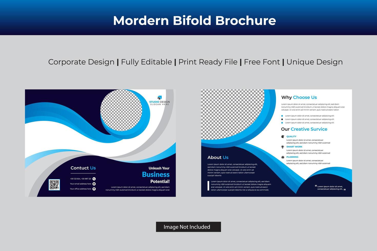 Dark Cyan Corporate Bi-fold Template  vector