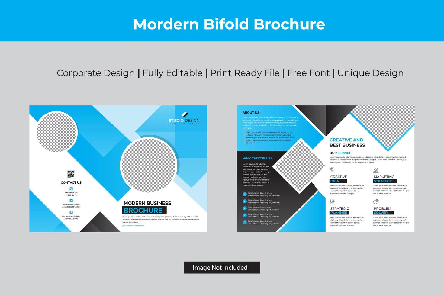 Cyan Angle Design Business Bi-fold Template vector