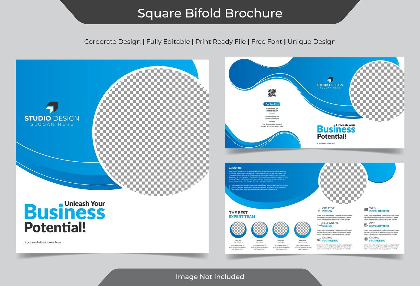 Corporate Square Bi-Fold Brochure Template vector