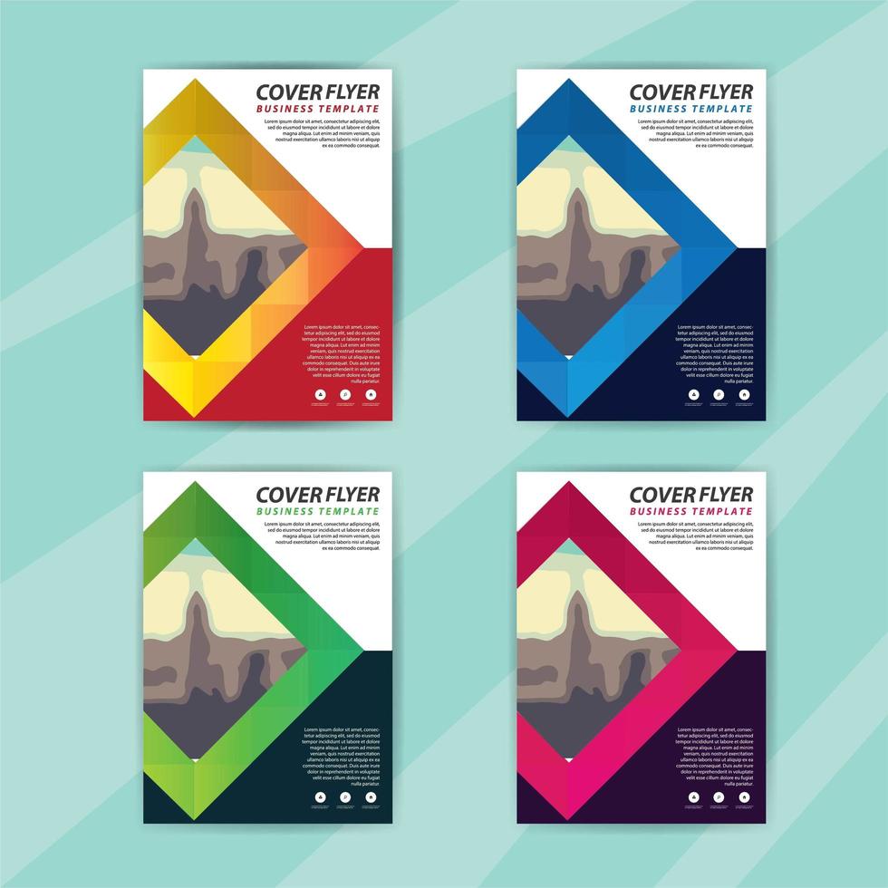 Business Flyer Template Set with Colorful Diamonds vector