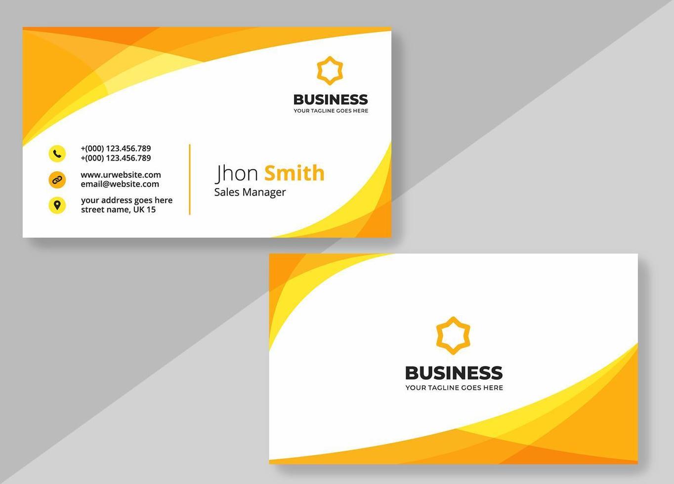 Yellow Orange Curve Business Card Design Template vector