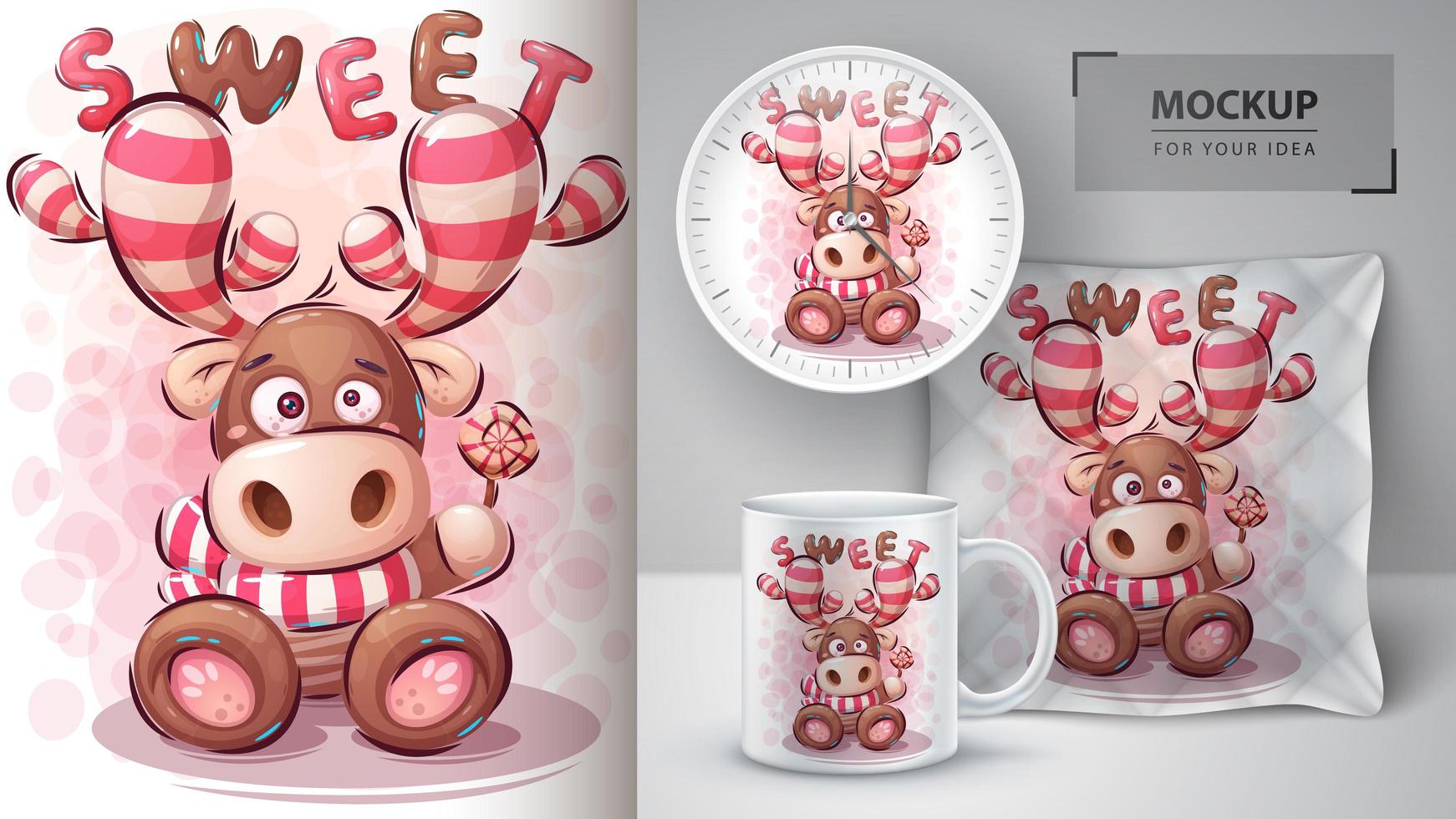 Sweet Deer with Scarf Poster vector