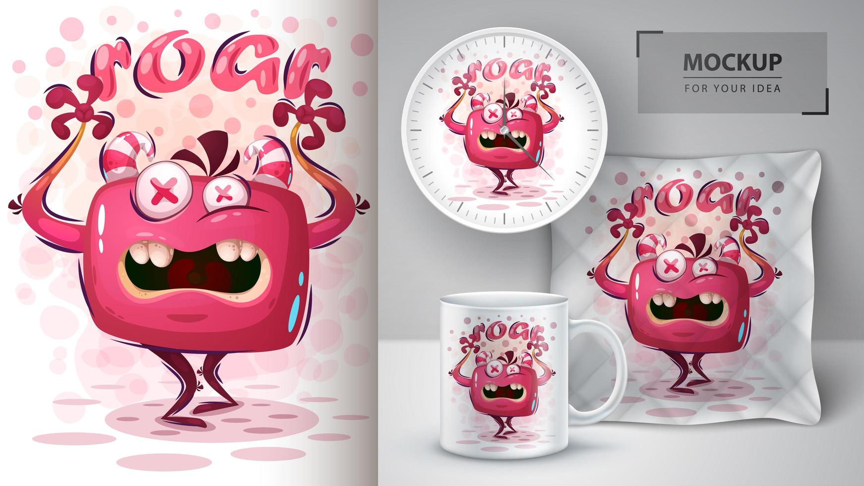 Crazy Cartoon Monster Roar Poster  vector